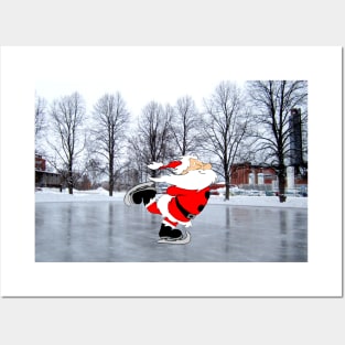 Iceskating Santa Posters and Art